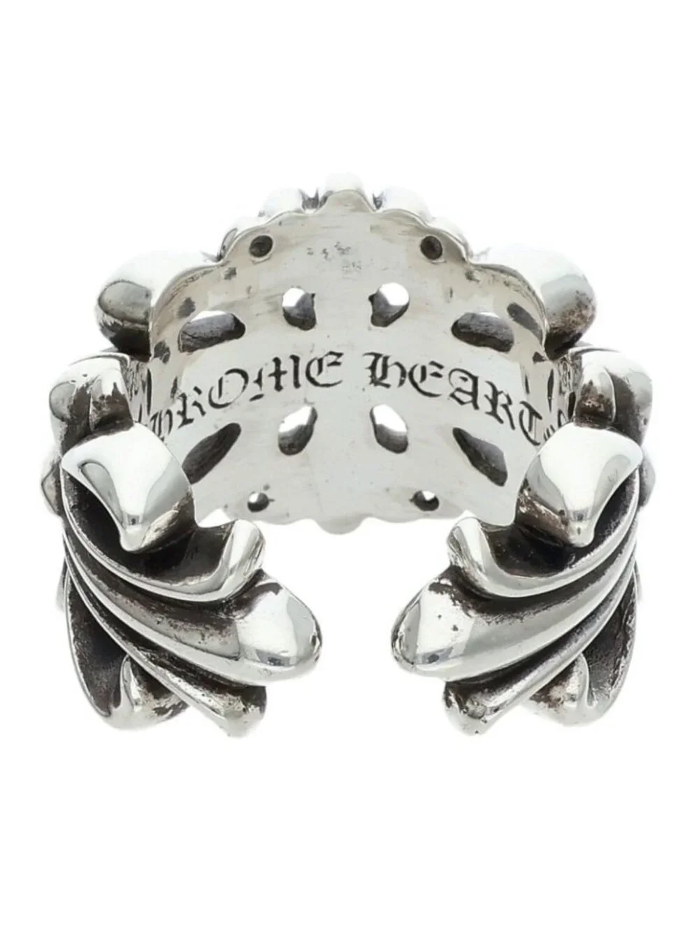 Chrome Hearts Dbl Flrl Crs Double Floral Cross Silver Ring